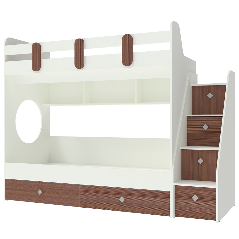 Двухъярусная кровать КарИВи Фортуна-2 Белый  Бодего Темный