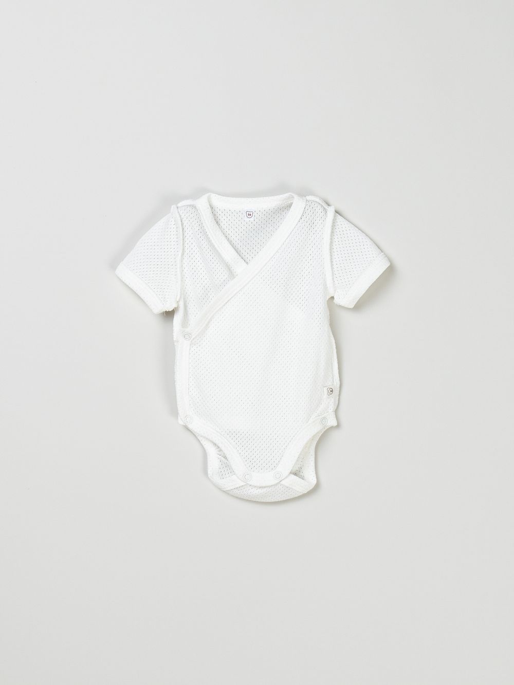 Боди-кимоно с коротким рукавом "Молоко" из ажурного хлопка 0+