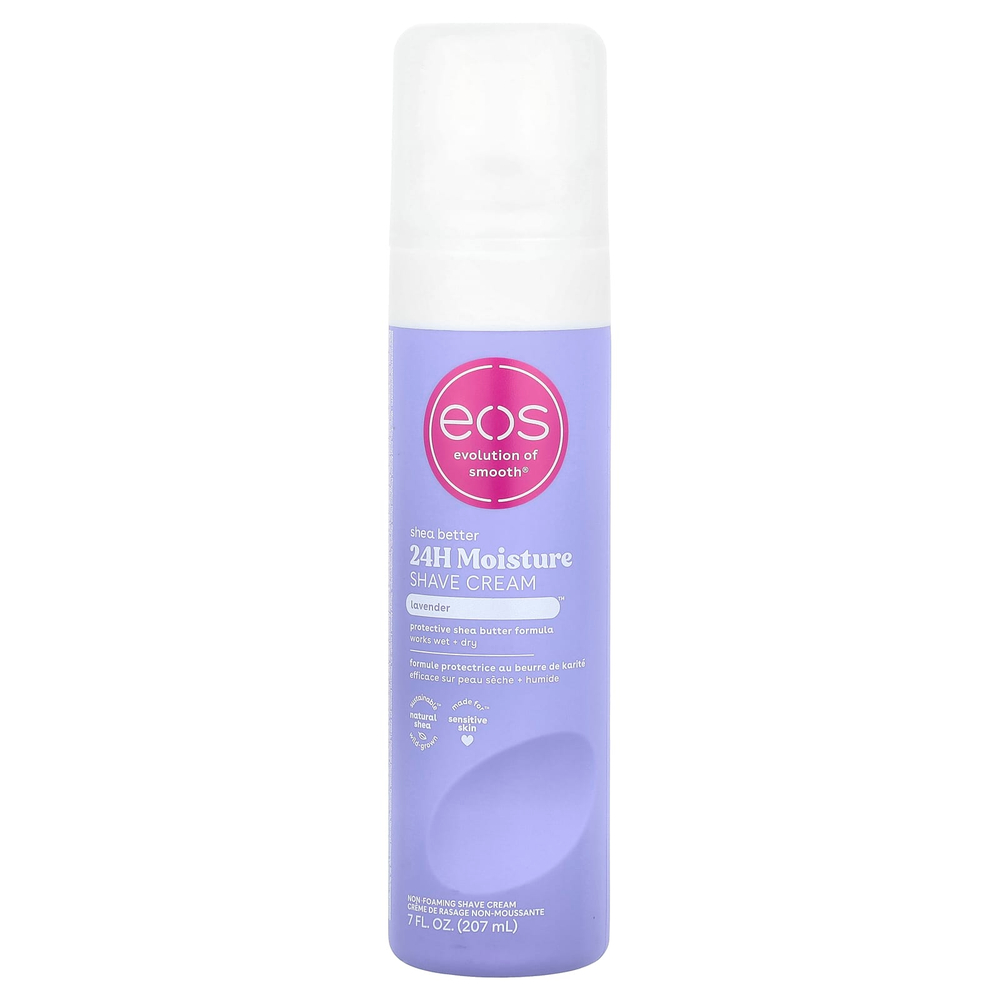 EOS, Shea Better ™, увлажняющий крем для бритья на 24 часа, лаванда, 207 мл (7 жидк. Унций)