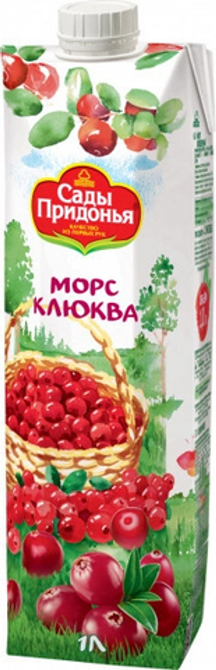 Сок Сады Придонья Морс Клюквенный / Sady Pridonya Сranberry Mors 1л - тетра-пак