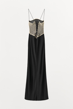 ZARA ПЛАТЬЕ-МИДИ НА ТОНКИХ БРЕТЕЛЯХ, ЧЕРНЫЙ