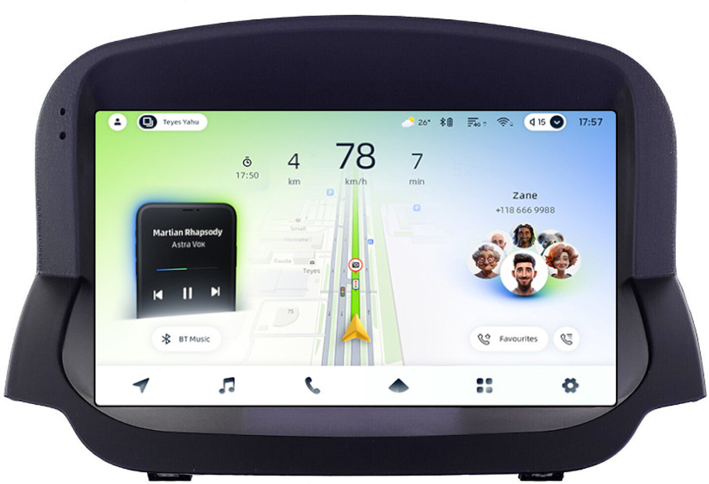 Магнитола для Ford EcoSport 2014-2017 (рамка под кожу) - Teyes CC4L монитор 9" IPS на Android 14, Snapdragon 662, CarPlay, 4G SIM-слот