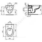 Унитаз подвесной горизонтальный выпуск без сиденья I.life A Rimless Ideal Standard T471601