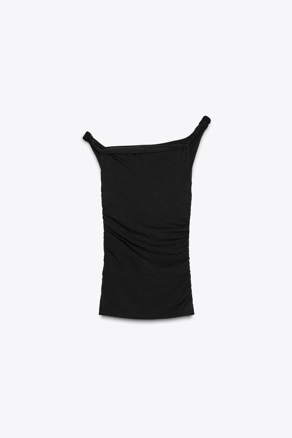 ZARA ТОП С КРУЧЕНЫМИ БРЕТЕЛЯМИ, ЧЕРНЫЙ