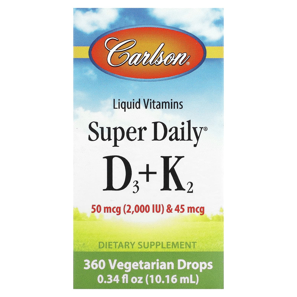Carlson, Super Daily® D3 + K2, 10,16 мл (0,34 жидк. унции)