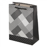 Пакет подарочный бумажный Alingar, (L+) 26х32х10 см, "Ромбы. Квадраты", ламинация, ассорти