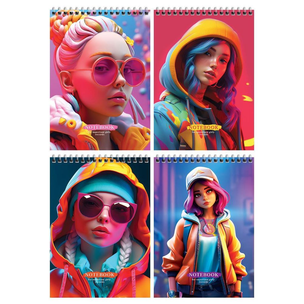 Блокнот А5 60л. клетка на гребне &quot;Important girl&quot; (BG)