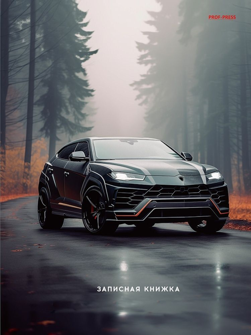 Блокнот А5 7БЦ 80л "Черный автомобиль - 5" клетка, глянц.лам.