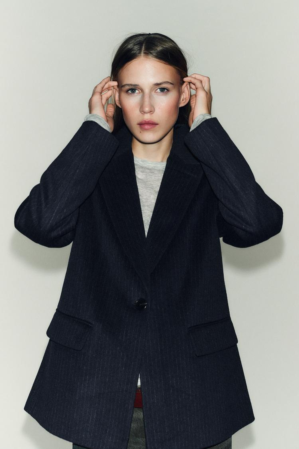 ZARA БЛЕЙЗЕР ИЗ ШЕРСТИ В ТОНКУЮ ПОЛОСКУ, ПОЛОСКИ