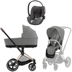 Коляска 3 в 1 Cybex Priam IV Rosegold complete и автокресло Cloud T i-Size Mirage Grey Plus Mirage Grey