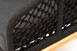 "Канны" кресло плетеное из роупа (узелки), основание дуб, роуп темно-серый круглый, ткань темно-серая 027