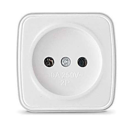 Розетка 1-м ОП Электра 10А IP20 без заземл. бел. Союз 0011