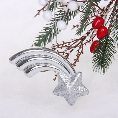 Ёлочная игрушка "Звезда желаний" 11*5*1,5 см, серебро (Серпантин)