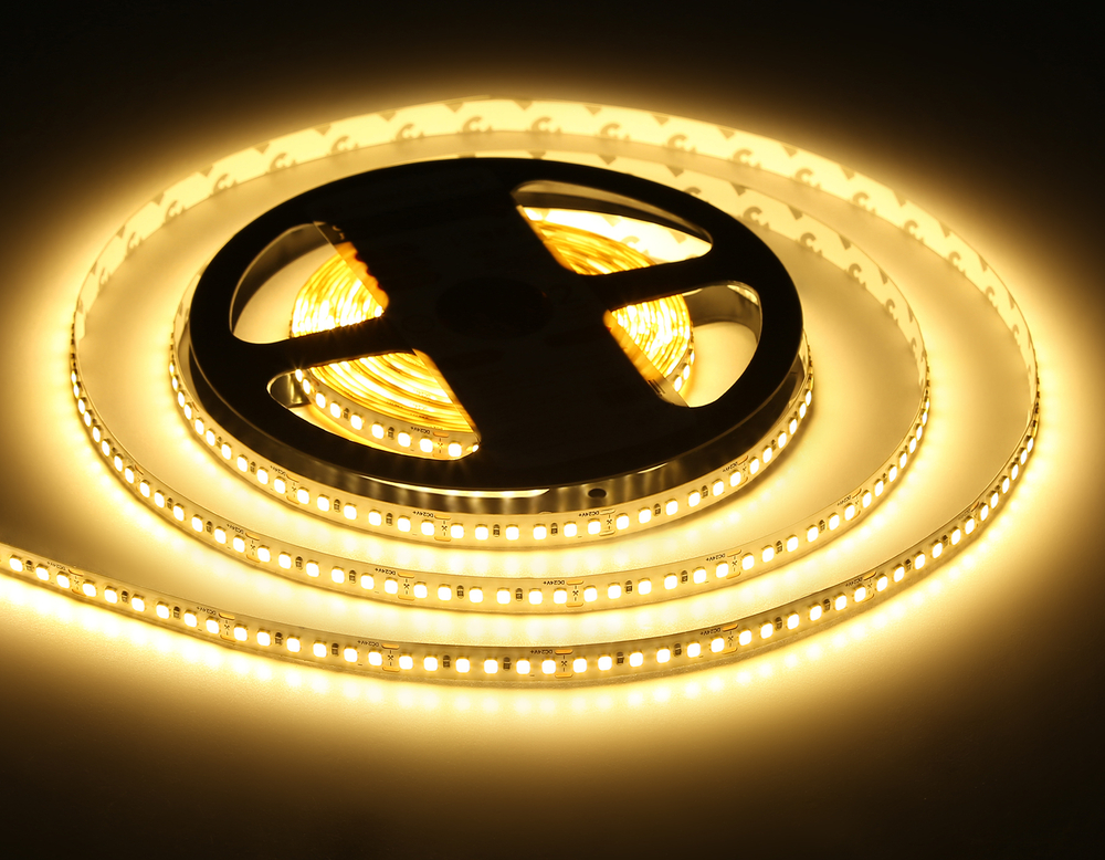 Светодиодная лента GS3201 2835 180Led/ 14.4W m/ 24V IP20 3000K/ 5000*8*1.2mm/ кратность резки 33mm (2 конт.)