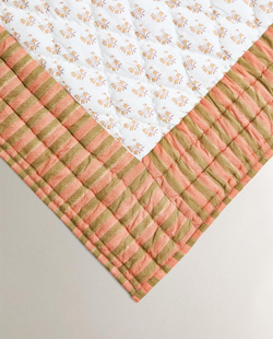 Zara Home - Хлопковый плед с принтом в виде панелей, оранжевый, 230x250 см