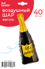 Фольгированный шар-фигура «Бутылка шампанского. Let`s Party», 89 см