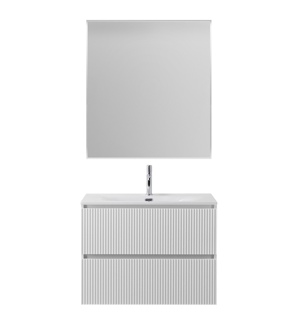 Тумба с раковиной подвесная BelBagno UNO-MINI-800-2C-SO-BO Bianco Opaco, раковина белая BB-8099-3-80