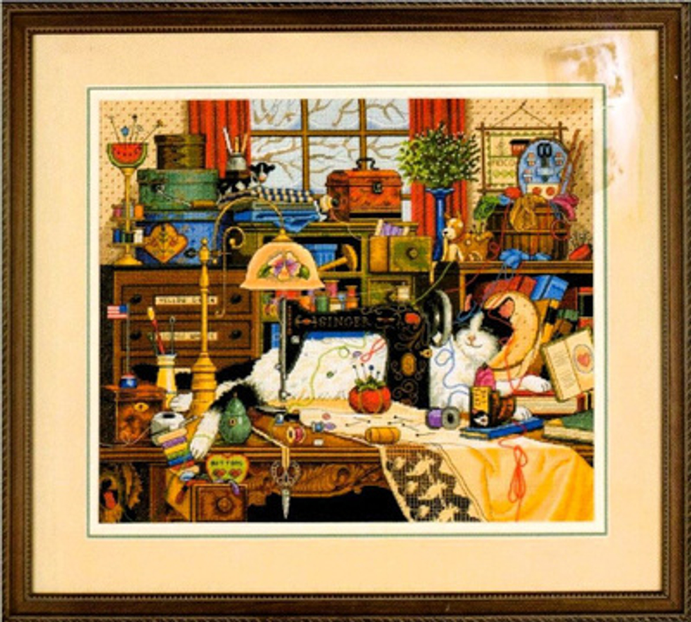 "Кошка на швейном столе"-03884 вышивка