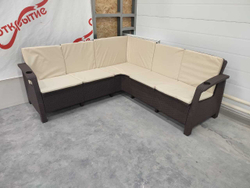 Угловой диван Yalta Corner Set под ротанг для лаунж зоны  с подушками на сиденье и спинку