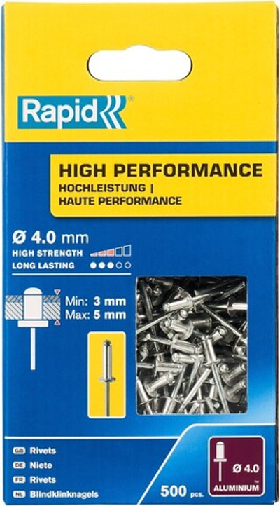 RAPID R:High-performance-rivet, 4.0 х 8 мм, 500 шт, алюминиевая высокопроизводительная заклепка (5001432)
