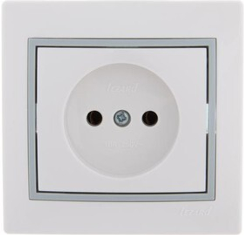 Розетка 1-м СП Mira 16А IP20 без заземл. с сер. вставкой керамика бел.