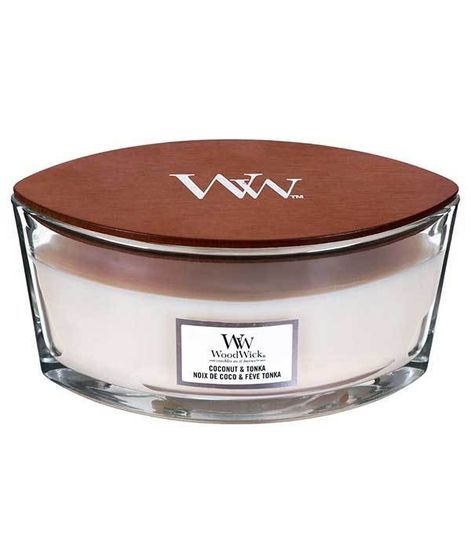 Кокос и тонка, ароматическая свеча эллипс, WoodWick
