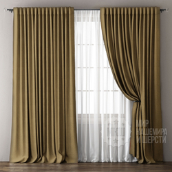 Шторы блэкаут с тюлью: ОМА (арт. BL01-243-09) - 300х270, (170х270)х2 см. - (Возможна высота 250 см.) - песочные