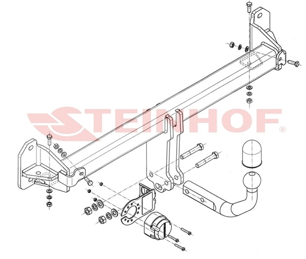 Фаркоп Steinhof B-078 для BMW 7-Series седан F01 2008-2014, 2014-2015(паспорт и сертификат в комплекте)(без электрики)