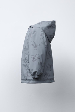 ZARA ПРОРЕЗИНЕННЫЙ ДОЖДЕВИК С ПРИНТОМ WATER RESISTANT, ВЫЦВЕТШИЙ СИНИЙ