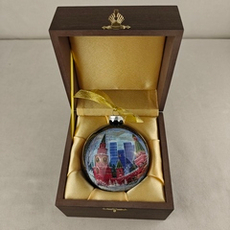 Шар новогодний с ручной росписью Палех "Москва и Санкт-Петербург" в футляре