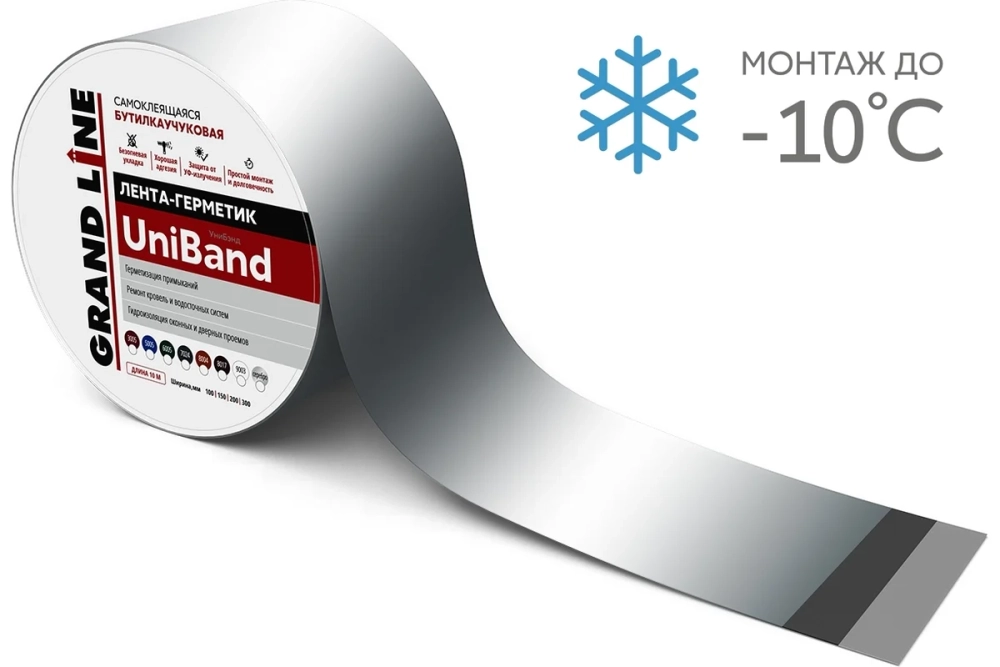 Герметизирующая лента Grand Line UniBand самоклеящаяся серебристая 3 м х 5 см 461703