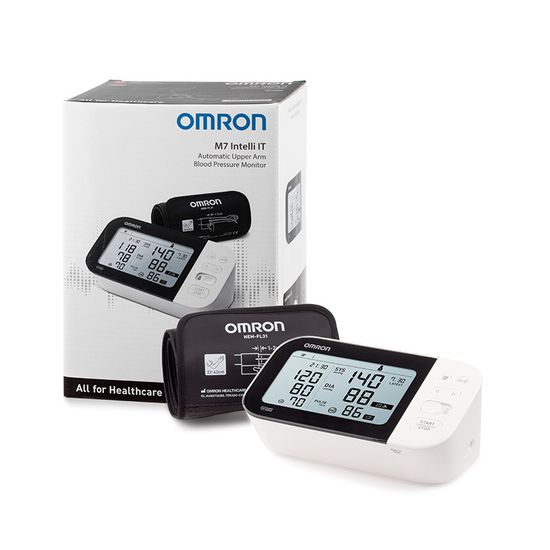 Тонометр Omron автоматический на плечо M7 Intell IT, манжета Intelli Wrap 22-42 см, AFIB, подключения к смартфону, HEM-7361T-EBK