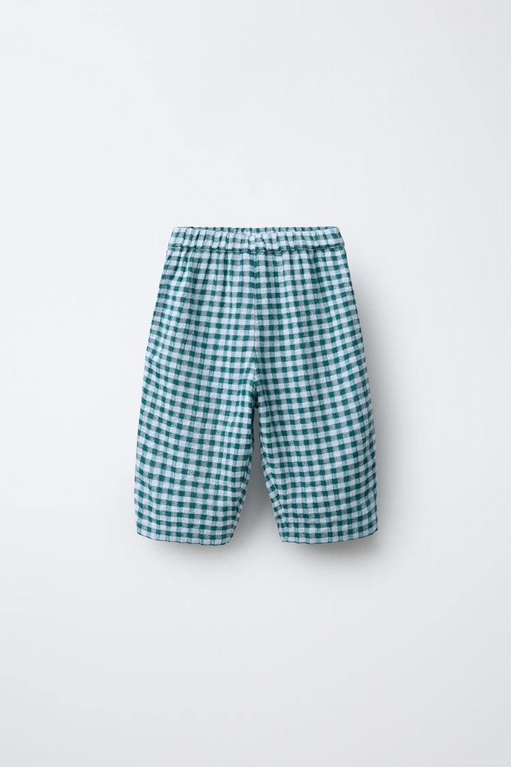 ZARA БРЮКИ БЭГГИ В КЛЕТКУ С ТЕКСТУРОЙ, СИНИЙ