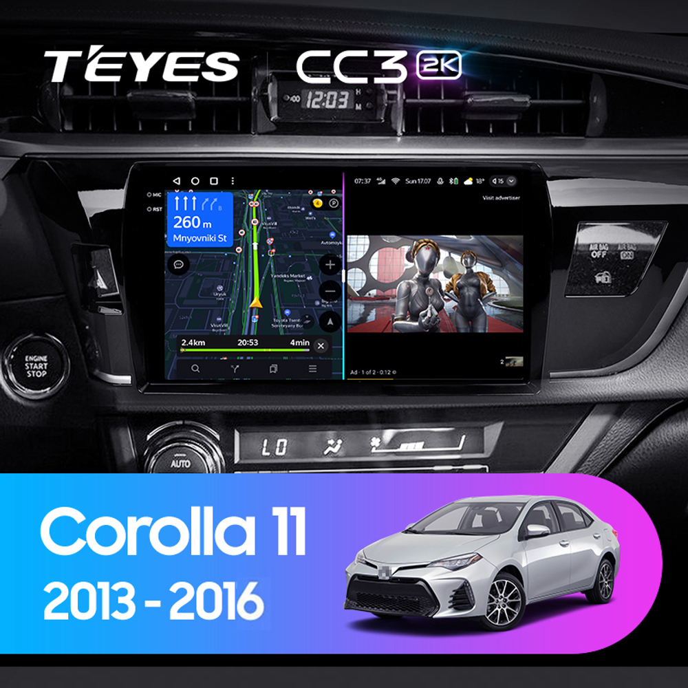 Teyes CC3 2K 10,2"для Toyota Corolla 2013-2016 (прав)