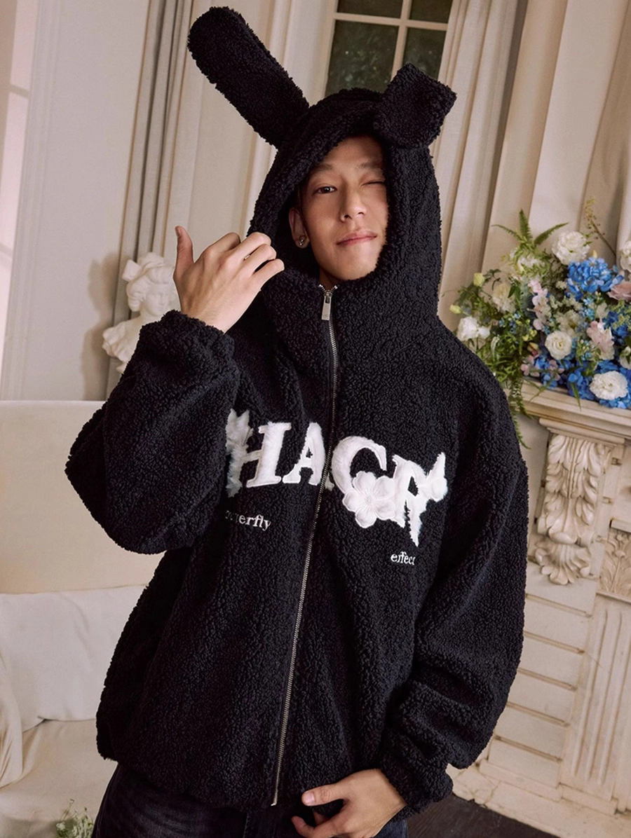 Шерповая куртка HARSHandCRUEL "Bunny Hood" Oversized Sherpa Jacket