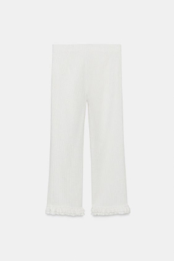 ZARA БРЮКИ MINI FLARE С ВОЛАНАМИ, ЭКРЮ