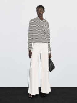 Massimo Dutti Свитер в полоску, натуральный, кремовый