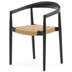 Ydalia Садовый стул из черного тика и натуральной веревки