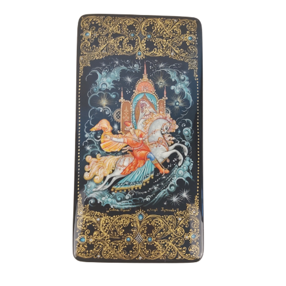 Шкатулка с росписью Холуй "Сивка-Бурка"