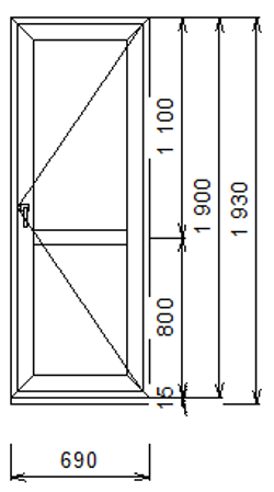 Дверь из ПВХ 1900 х 690