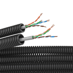 Электротруба ПНД гибкая гофрированная д. 16 мм, цвет черный, с кабелемвитая пара 5EU/UTP нг(А)-HF, 100 м