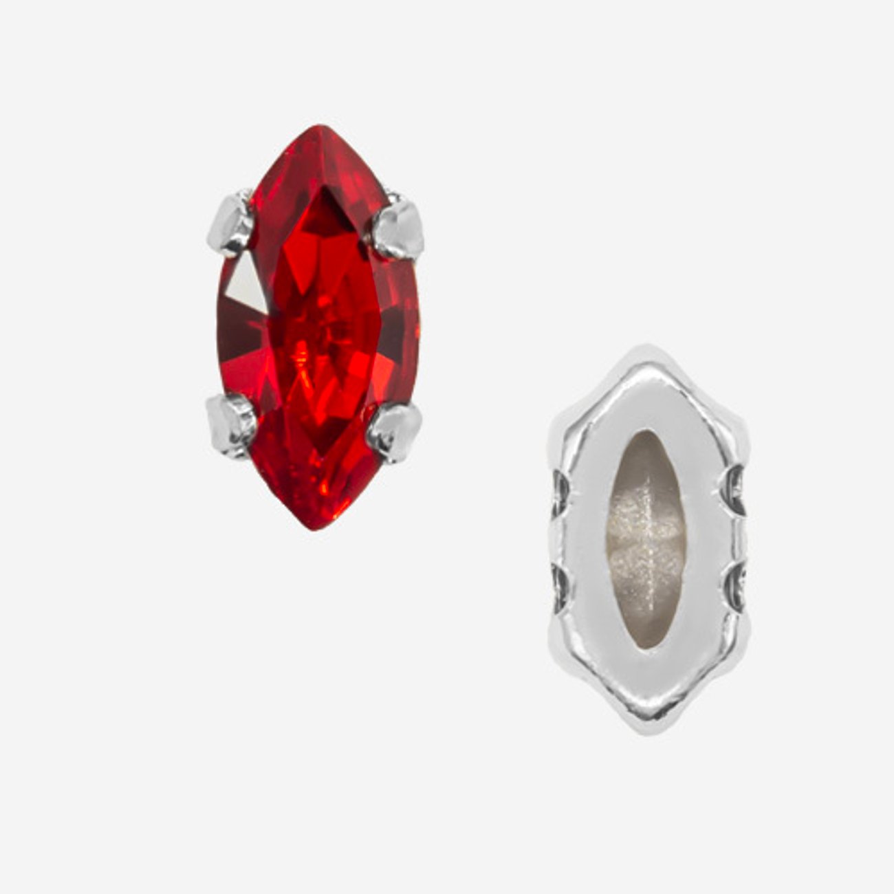 Кристалл Маркиз (Marquise Fancy Stone) в цапах, оттенок "Светлый Сиам"/"Light Siam", 8*4мм, родирование