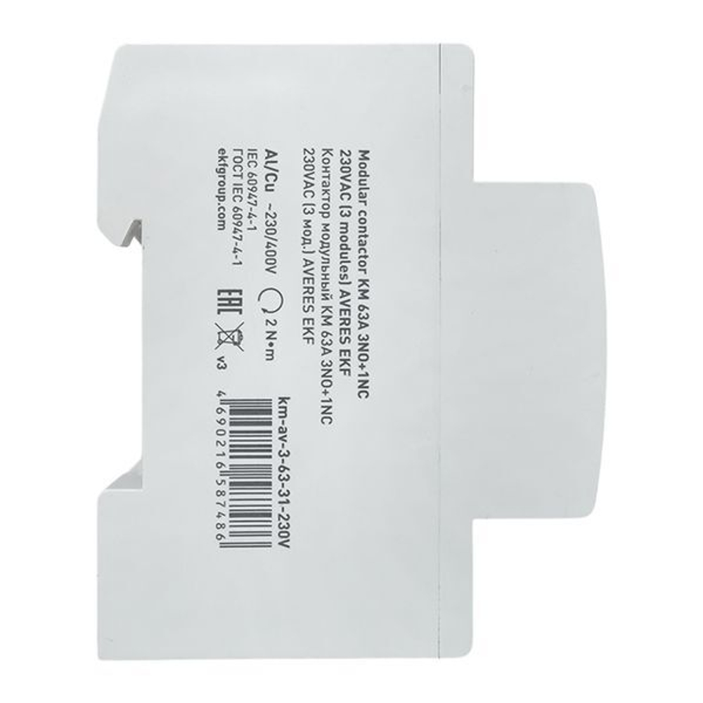 Контактор модульный EKF km-av-3-63-31-230V