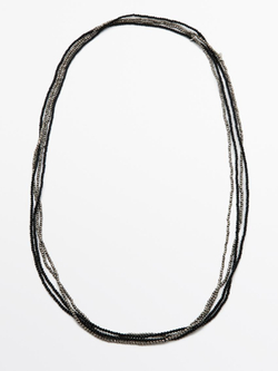 Massimo Dutti Набор из 2 длинных ожерелий со стразами, черный