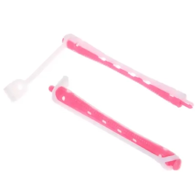 Бигуди пластмассовые-коклюшки 10шт, d=8мм (белый-розовый)
