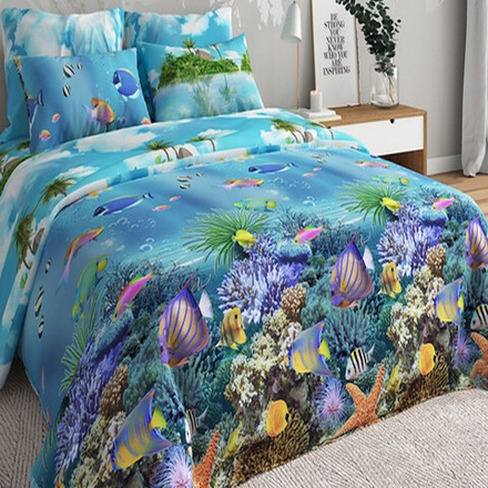 Комплект постельного белья "ВЛ. МОРСКОЕ ДНО", бязь Премиум, 100% хлопок, Россия.