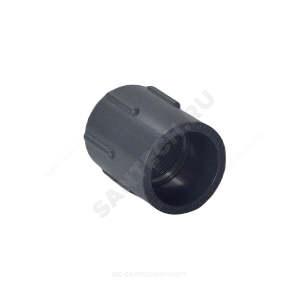 Муфта ПВХ серая под клеевое соед Дн 32х1" Ру16 ВР напорная Aquaviva FTH032C