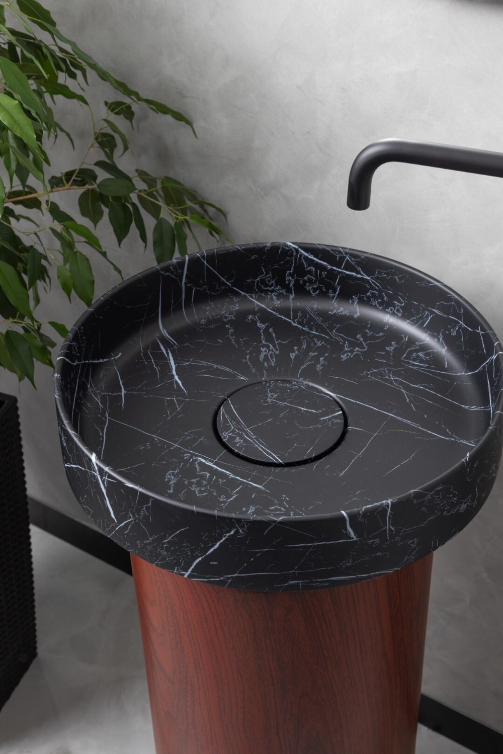 Boheme Раковина накладная Corian 400*130 Nero Marquina + Пьедестал для раковины Corian 300*720 Red Wood