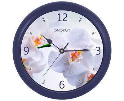 Часы настенные Energy EC-110 Орхидея 25*3,8см (круглые)плавный ход, пластик, АА*1шт нет в компл