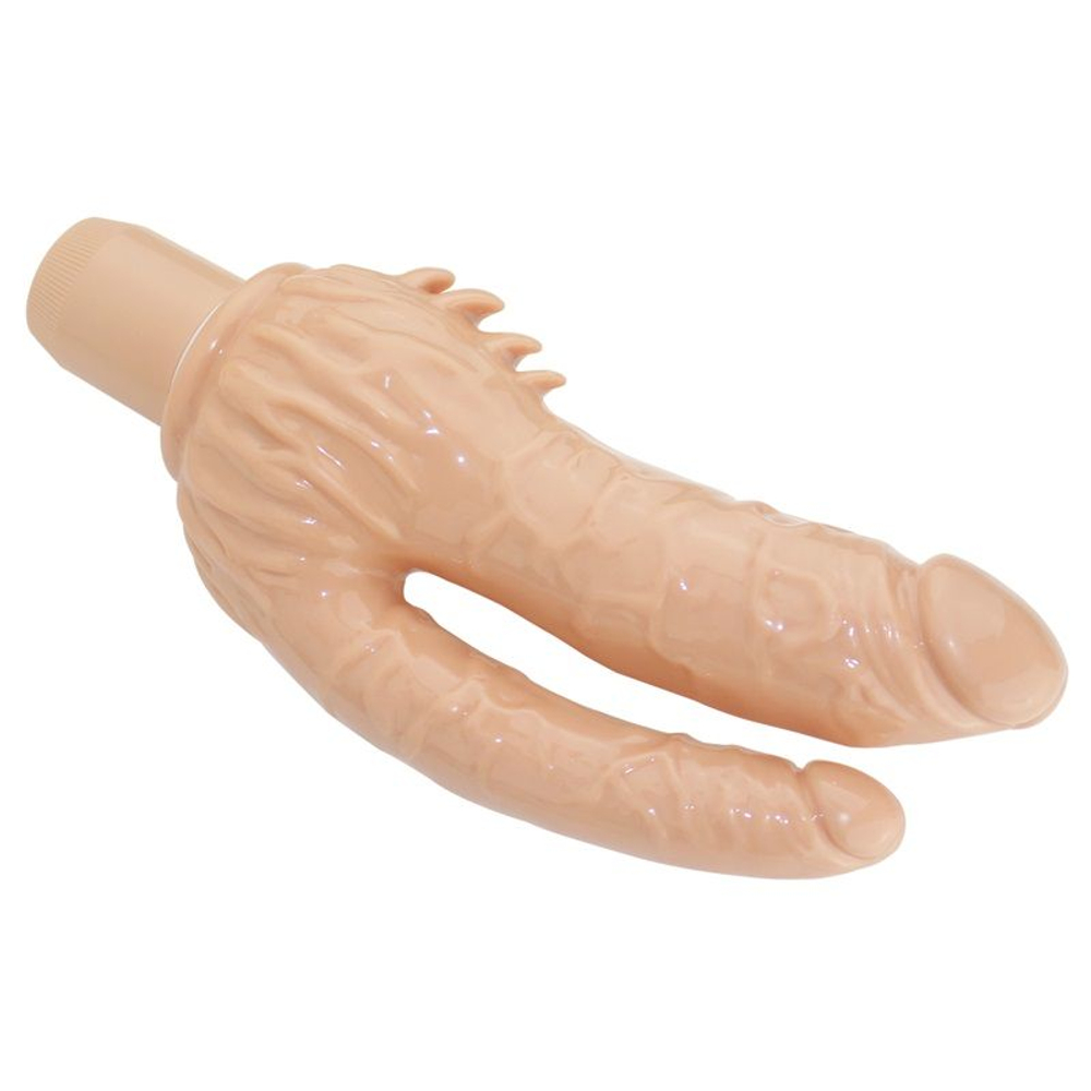Телесный анально-вагинальный вибратор Penetrator Double Dong - 20 см. (Цвет: телесный)